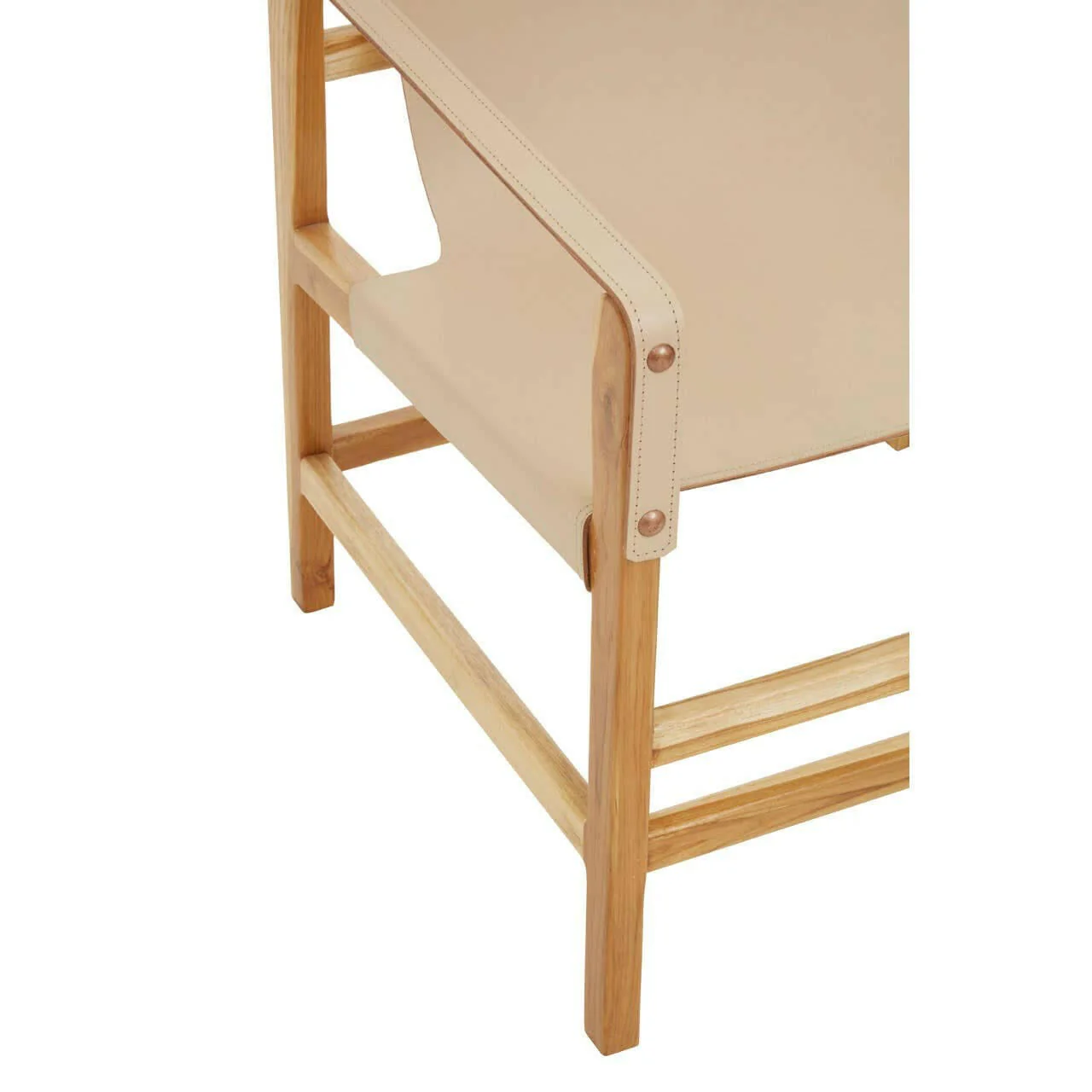 Kendari Cream Leather And Teak Wood Chair - Image 6