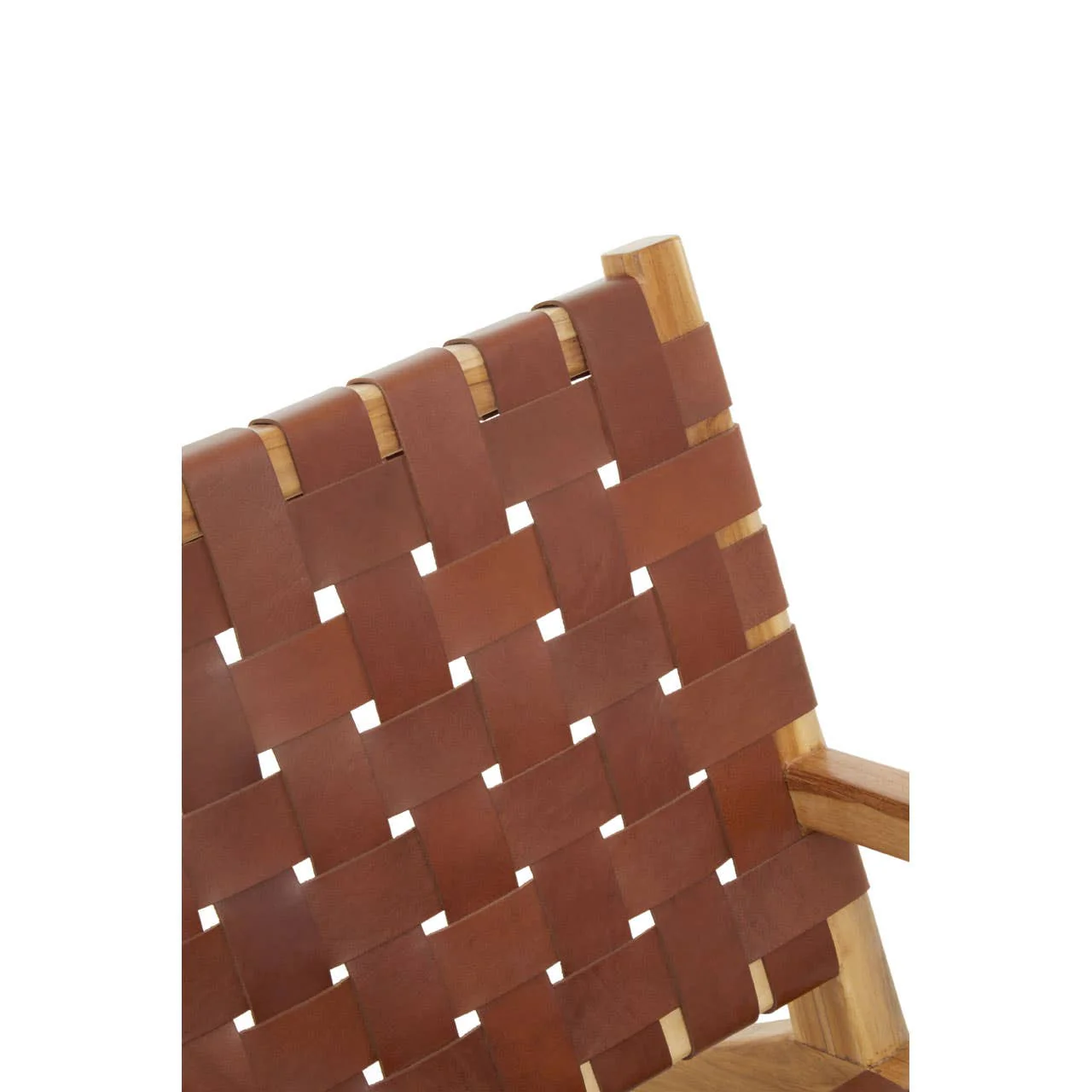 Kendari Dark Brown Leather And Teak Chair - Image 11