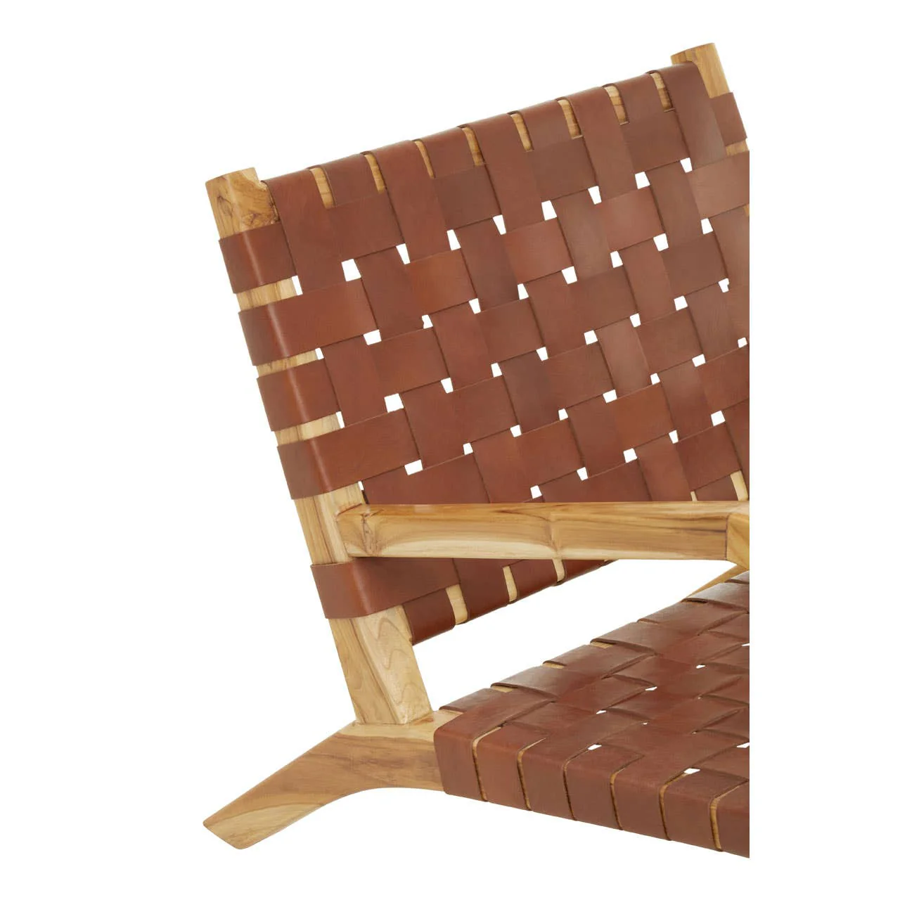 Kendari Dark Brown Leather And Teak Chair - Image 8