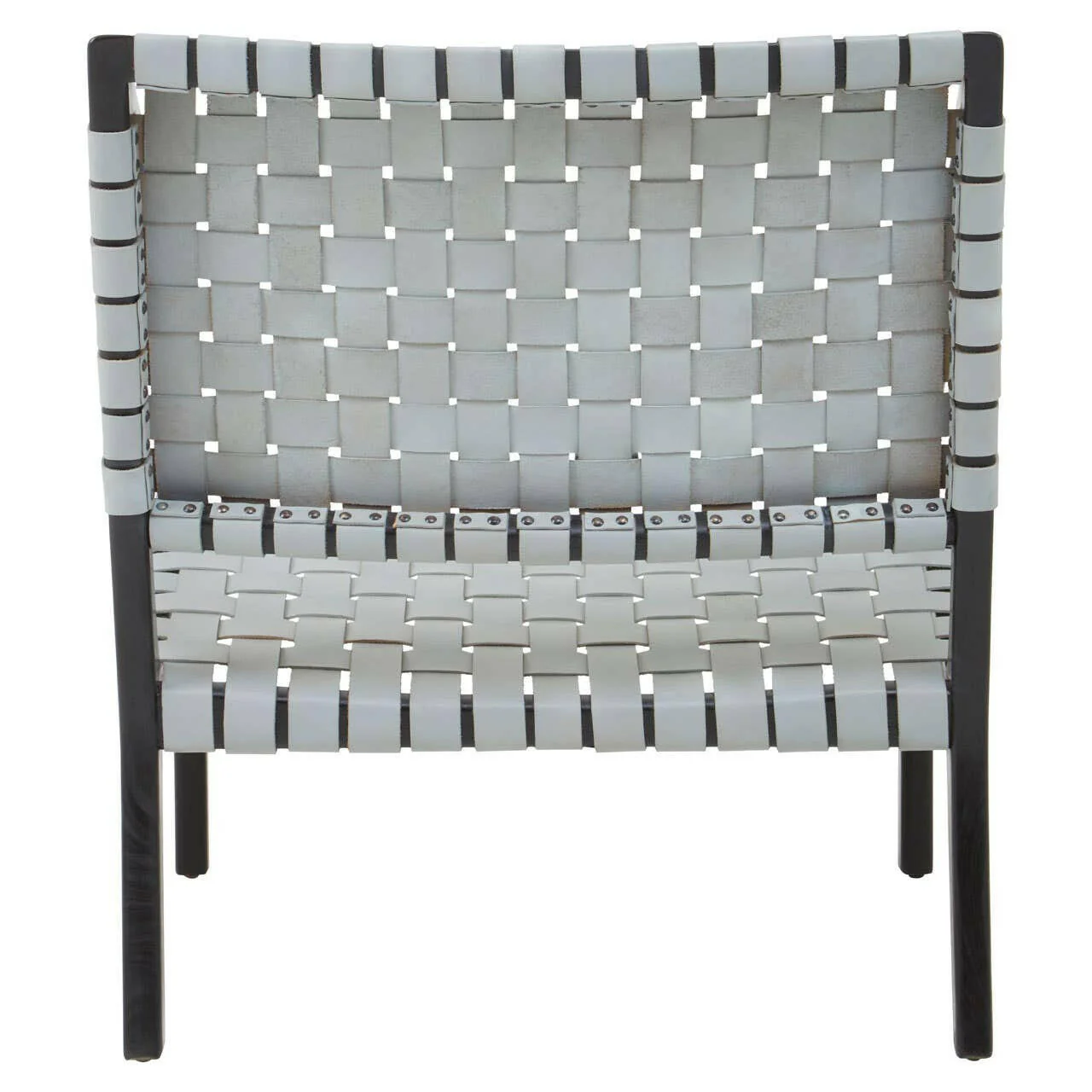 Kendari Grey Leather Woven Chair - Image 4