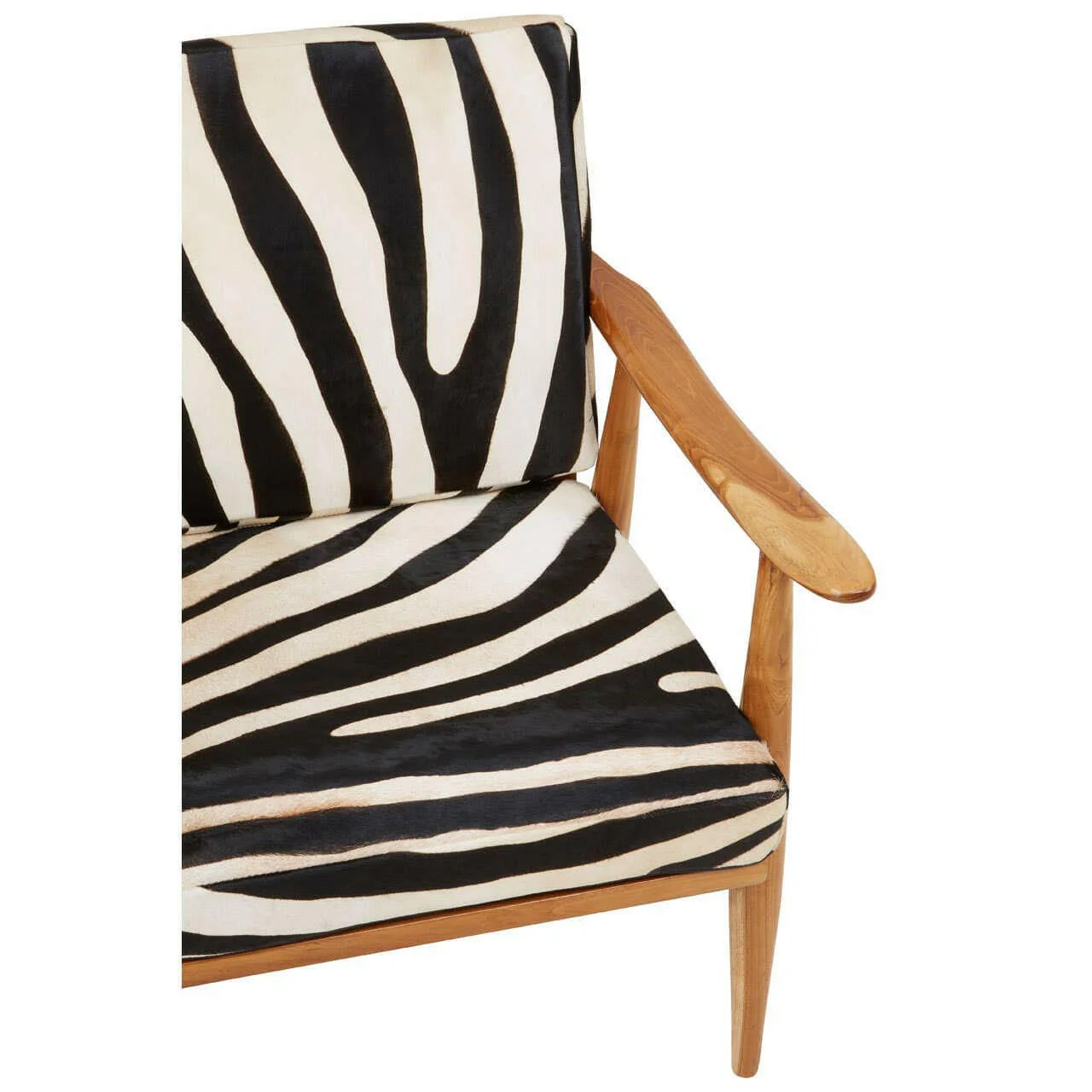 Kendari Leather Zebra Pattern And Teak Chair - Image 6