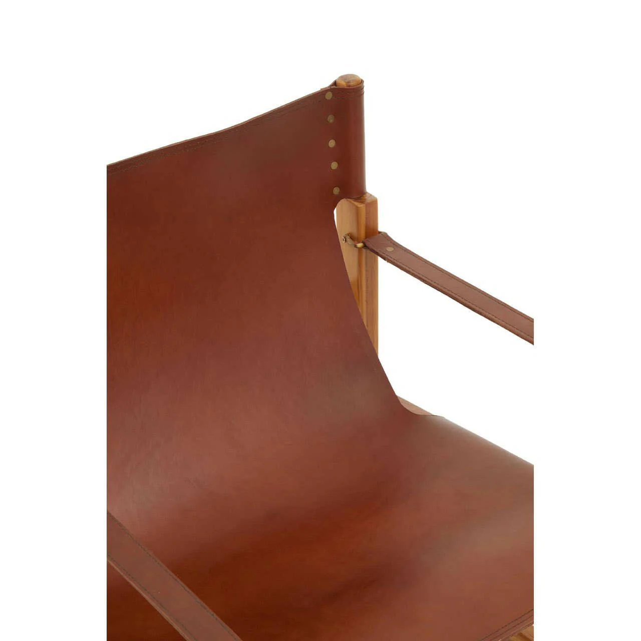Kendari Light Brown Leather And Light Teak Wood Chair - Image 8