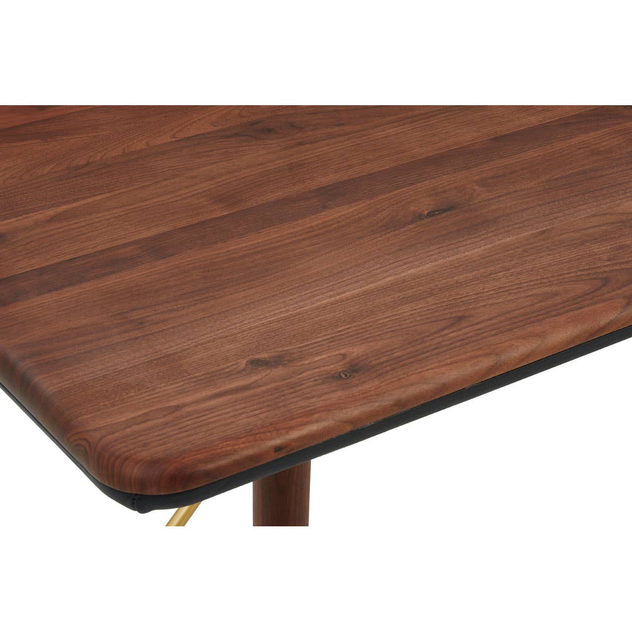 Kenso Walnut Wood And Brass Finish Dining Table - Image 4
