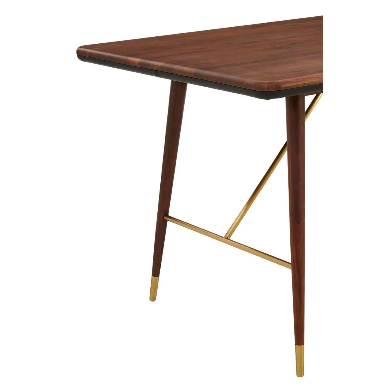 Kenso Walnut Wood And Brass Finish Dining Table - Image 6