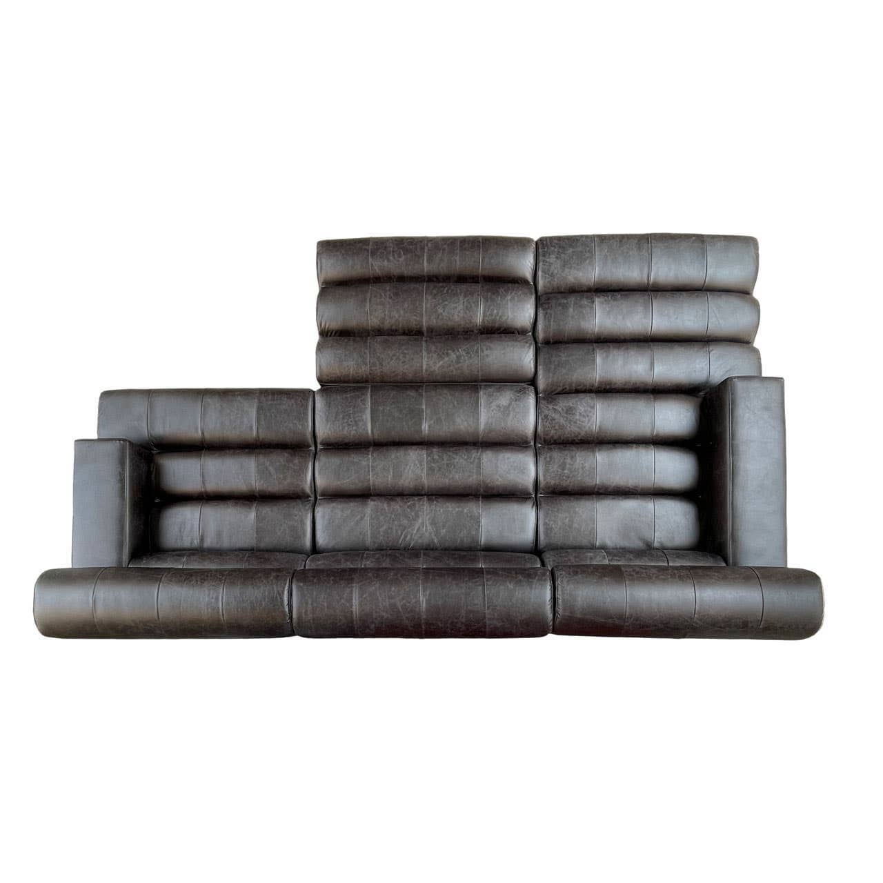 King Distressed Slate Leather Ottoman - Image 8