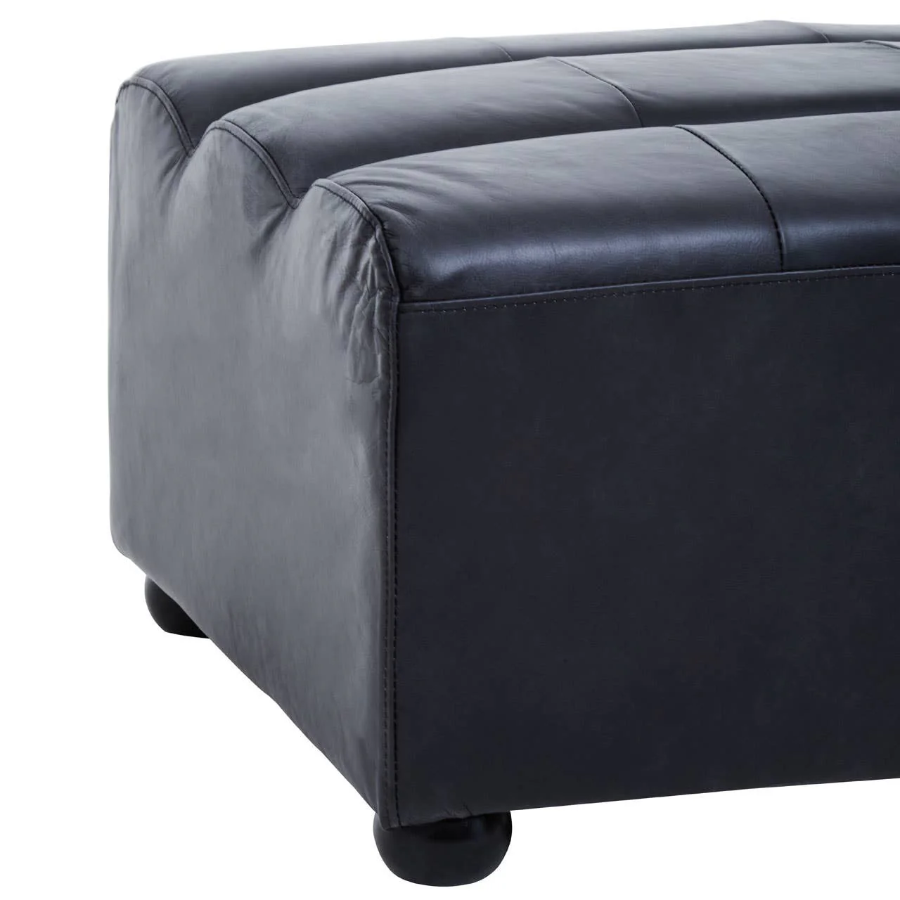 King Distressed Slate Leather Ottoman - Image 9