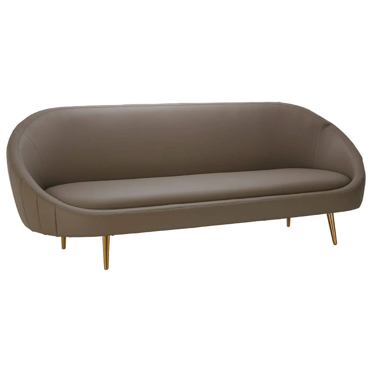 Lagero Brown Leather Effect Sofa - Image 4