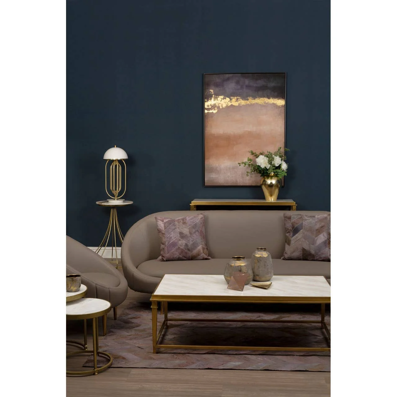 Lagero Brown Leather Effect Sofa - Image 7
