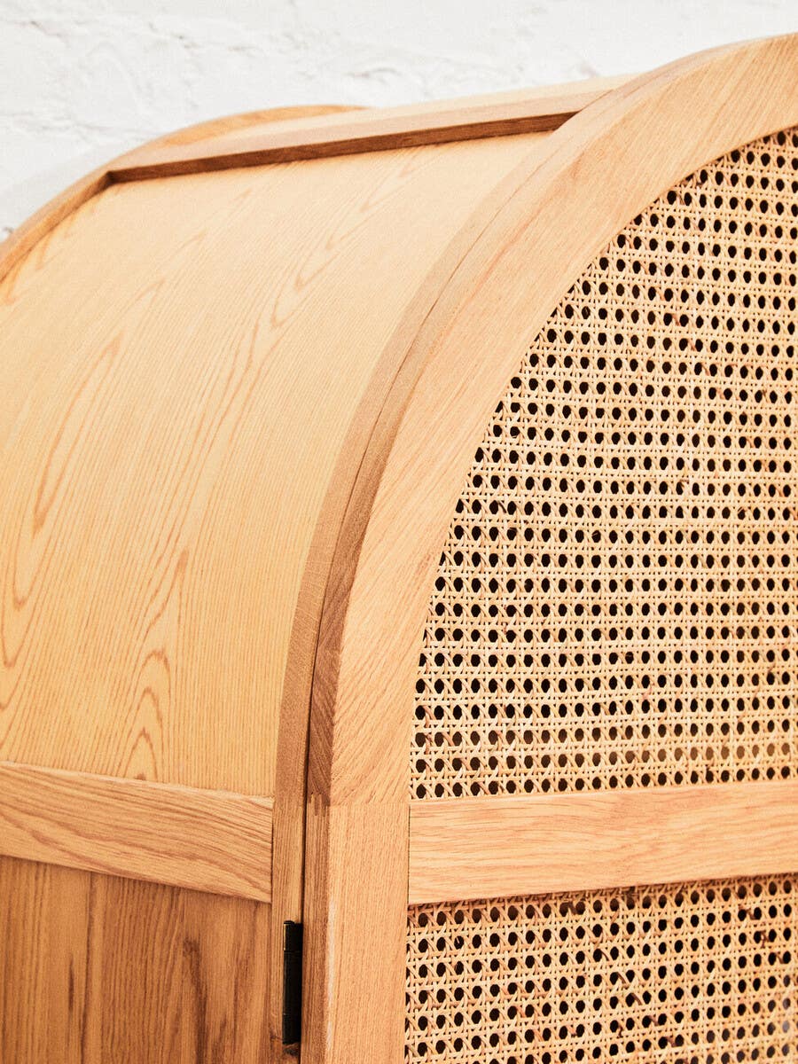 Lyon 2 Door Natural Rattan And Oak Cabinet - Image 7