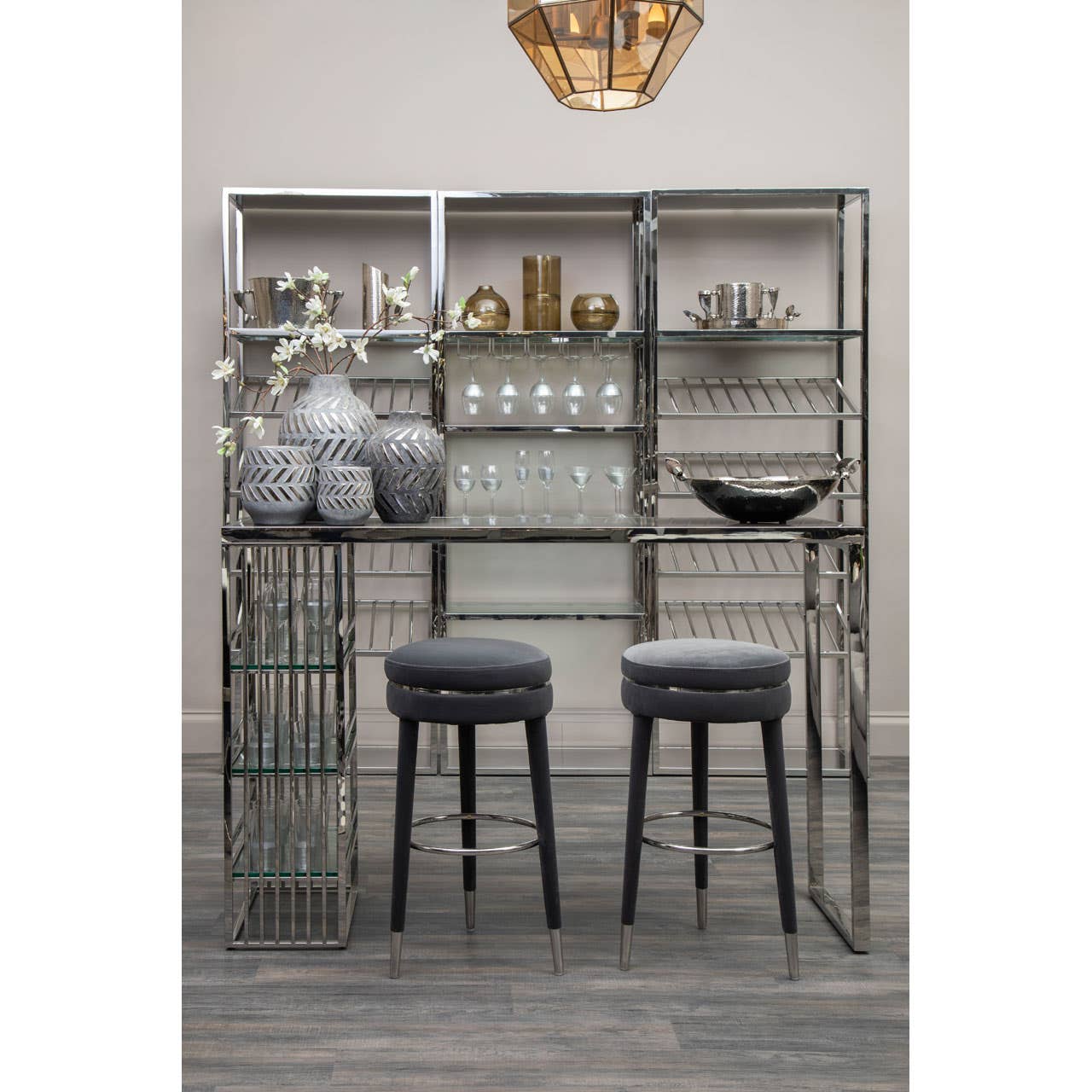 Manahattan Grey Velvet Bar Stool - Image 3