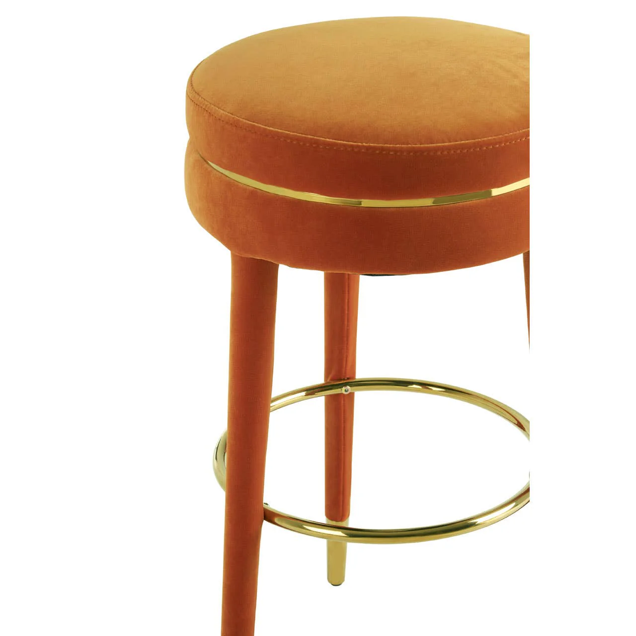 Manhattan Orange Velvet Bar Stool - Image 3