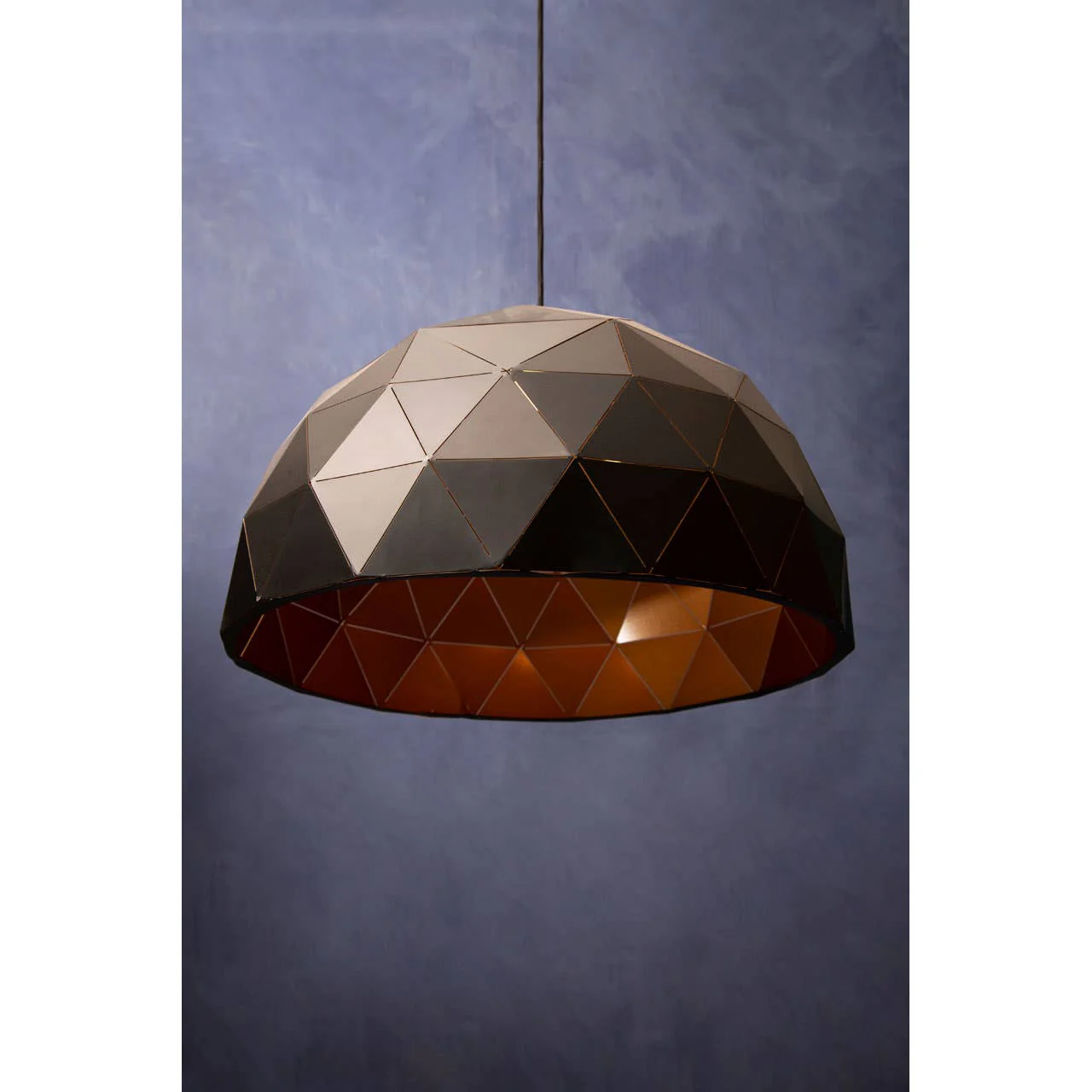 Mateo Large Black and Copper Dome Pendant Light - Image 6