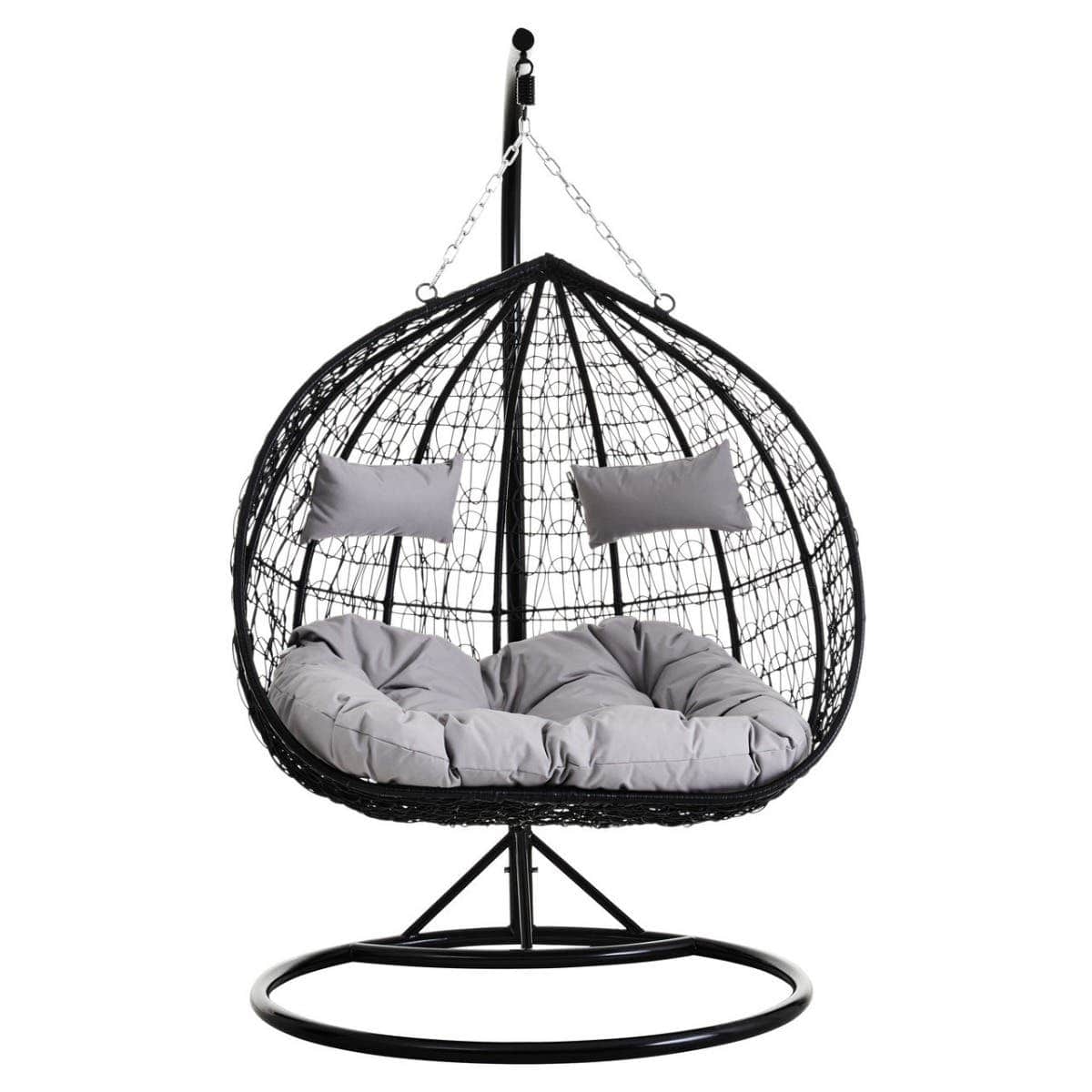 Messi Double Black Hanging Chair With Round Base - Image 2