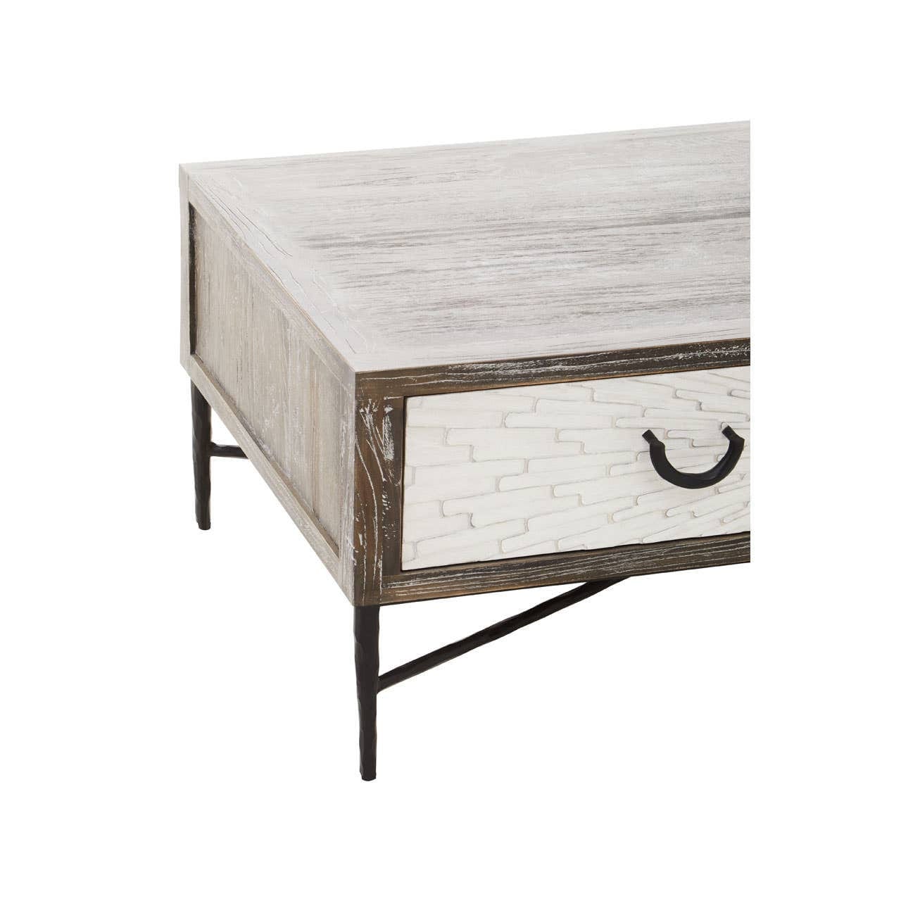 Milan 2 Drawer Recycled Elm Wood Coffee Table - Image 6