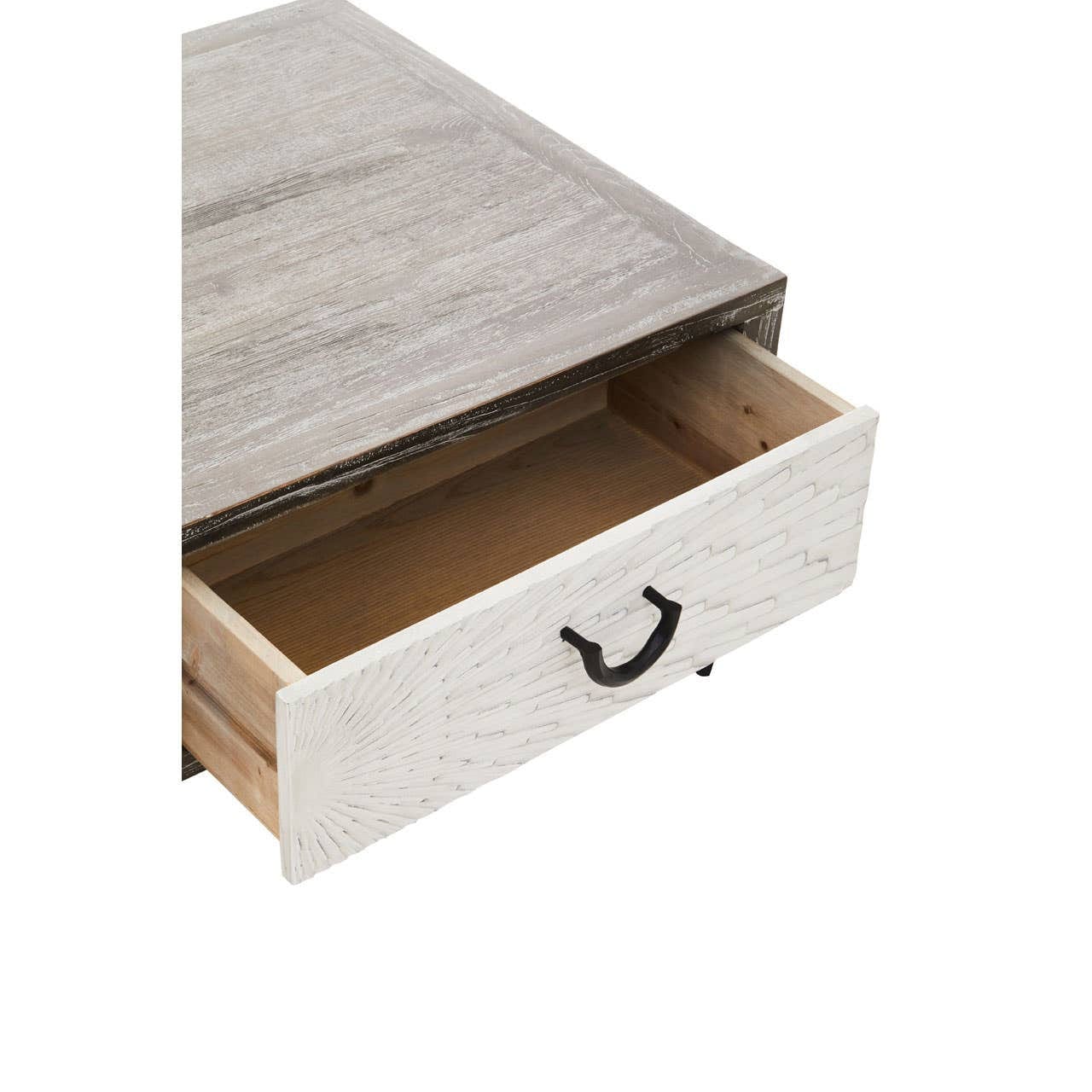 Milan 2 Drawer Recycled Elm Wood Coffee Table - Image 9