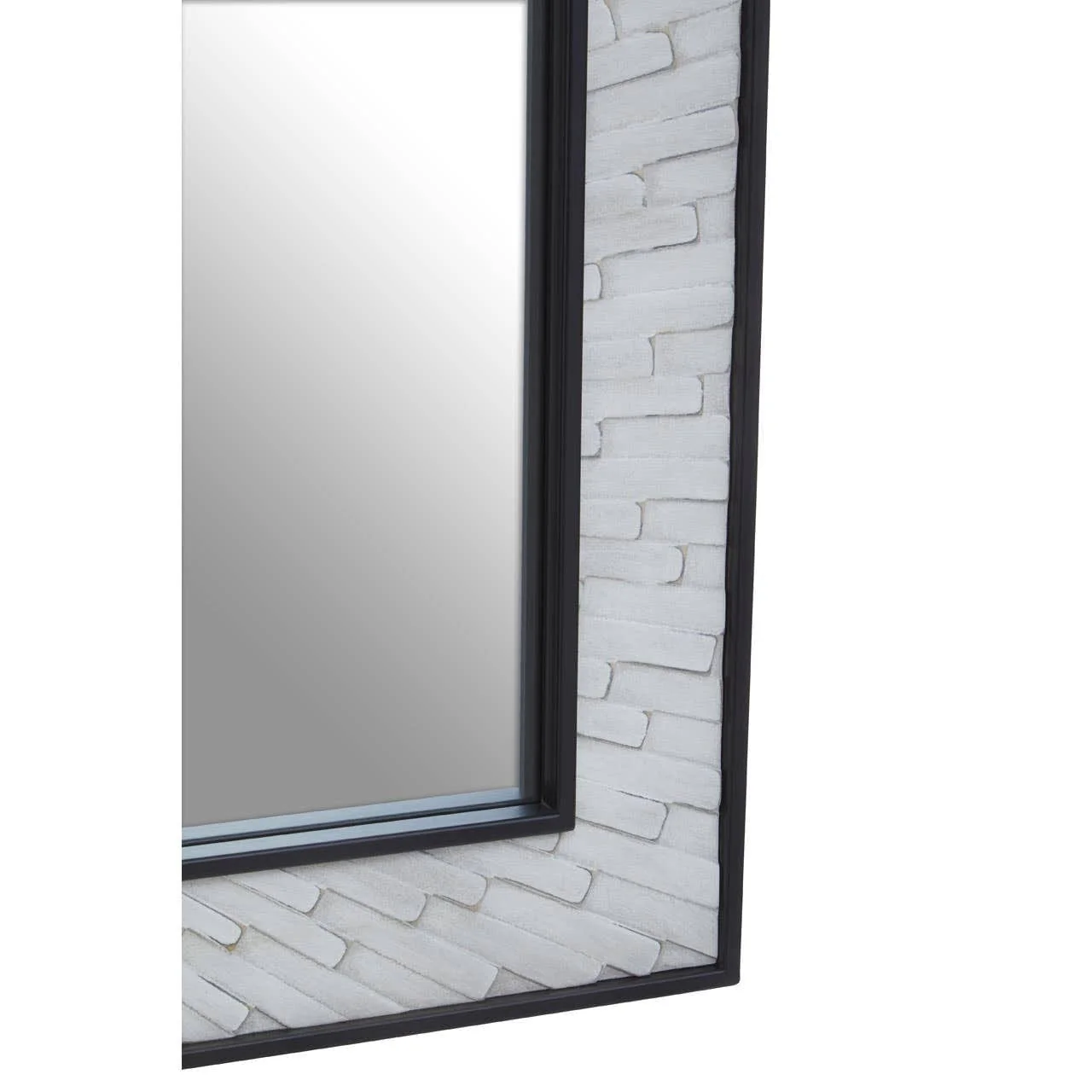Milan Grey and White Finish Elm Wood Wall Mirror - Image 5
