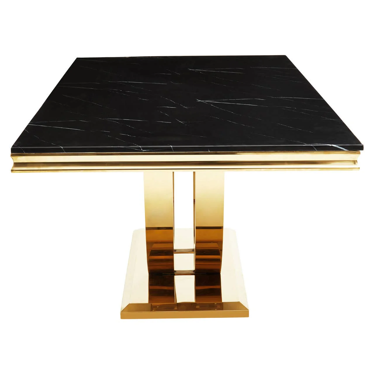 Moda Black Marble Rectangular Dining Table - Image 3