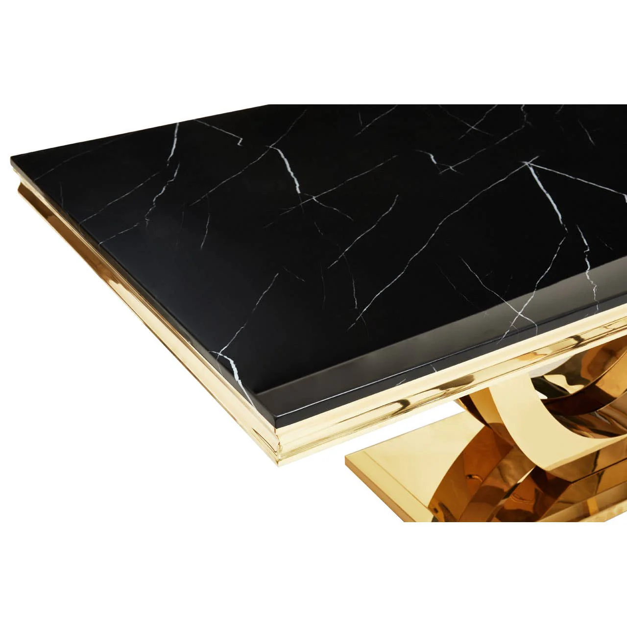 Moda Black Marble Rectangular Dining Table - Image 7
