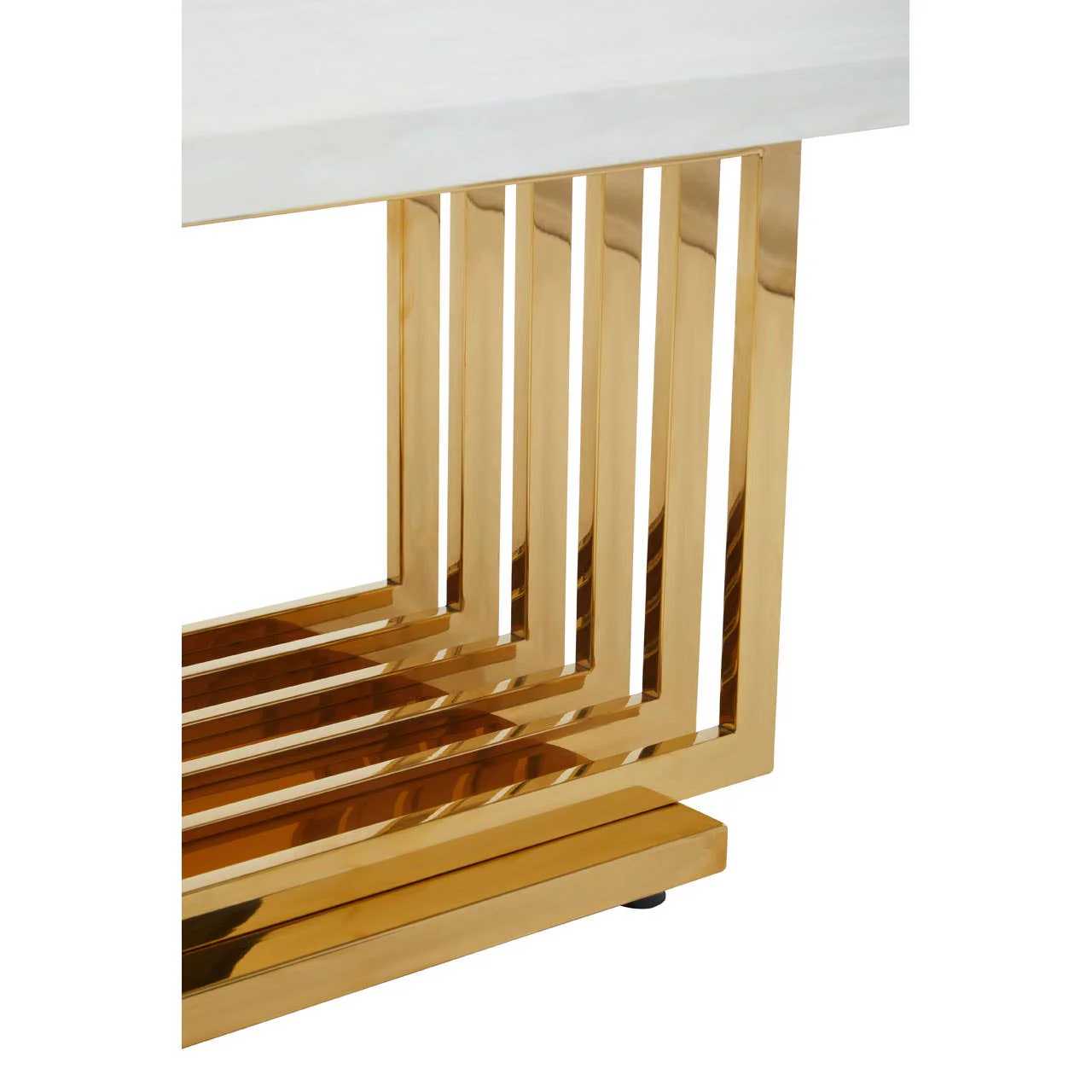 Moda Ivory White Marble Coffee Table With Gold Finished Frame - Image 5