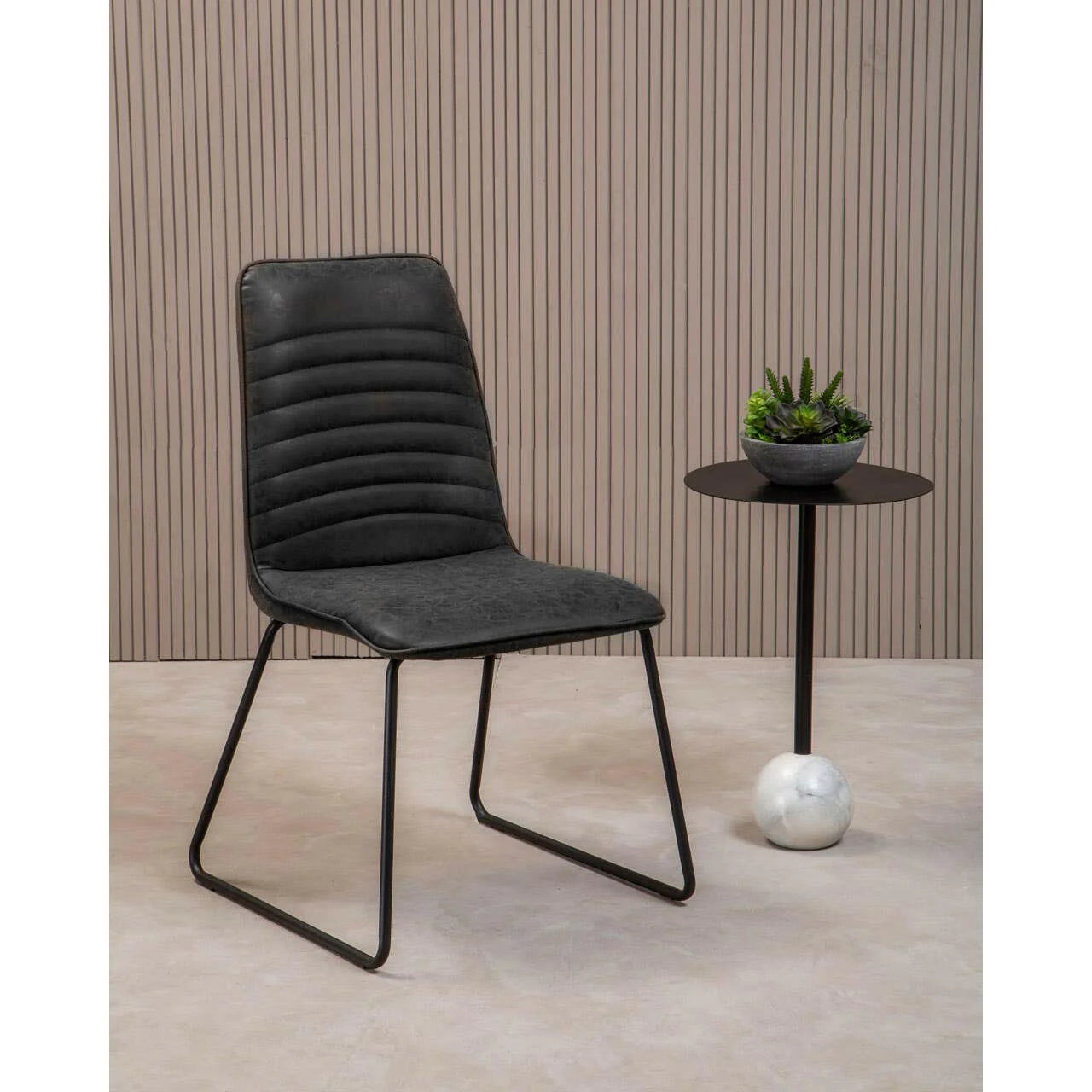 New Foundry Black Leather Effect Chair - Image 10