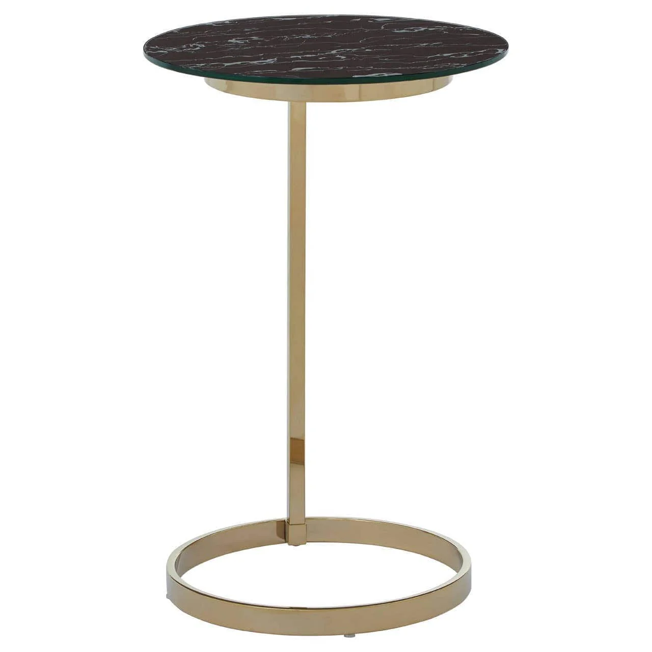 Oria End Table With Black Marble Effect Glass Top