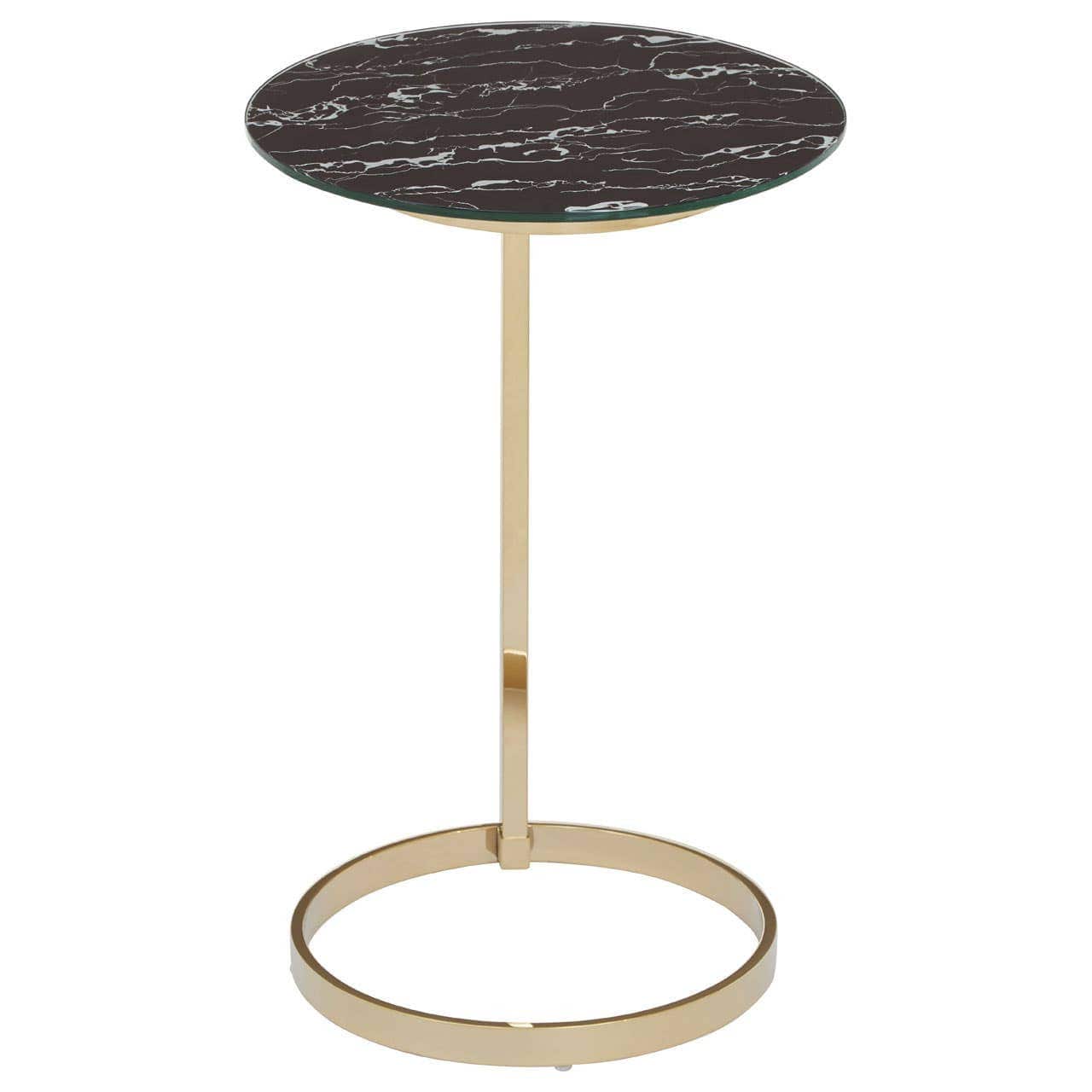 Oria End Table With Black Marble Effect Glass Top - Image 2