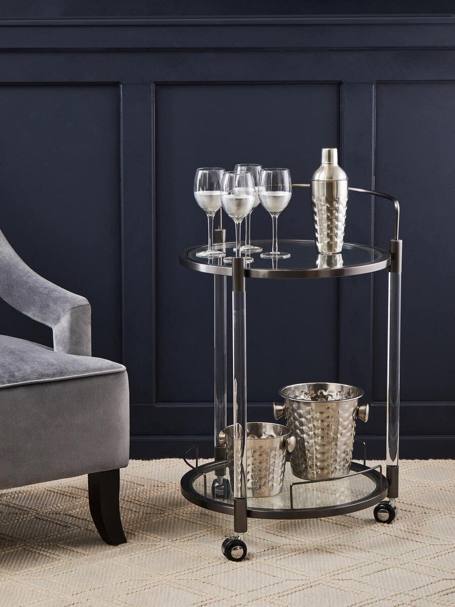 Oria Round Drinks Trolley With Acrylic Supports - Image 11