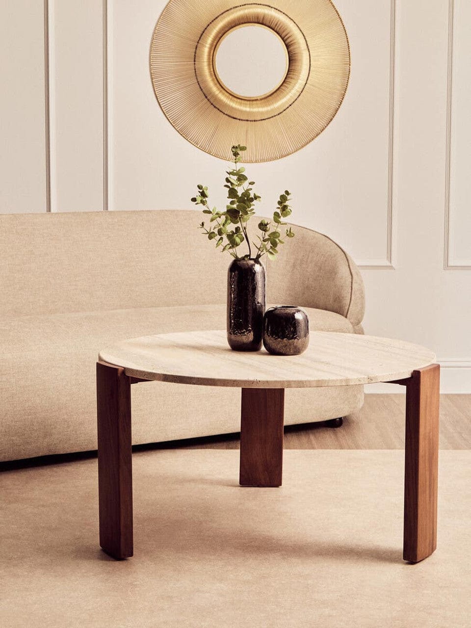 Palermo Round Travertine Top Large Coffee Table - Image 3