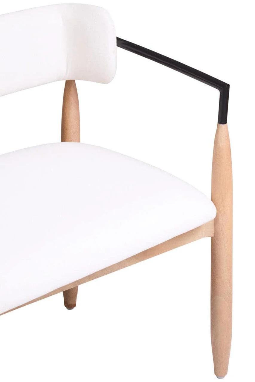 Persolo Cream Textured Dining Bench with Wood Frame - Image 16