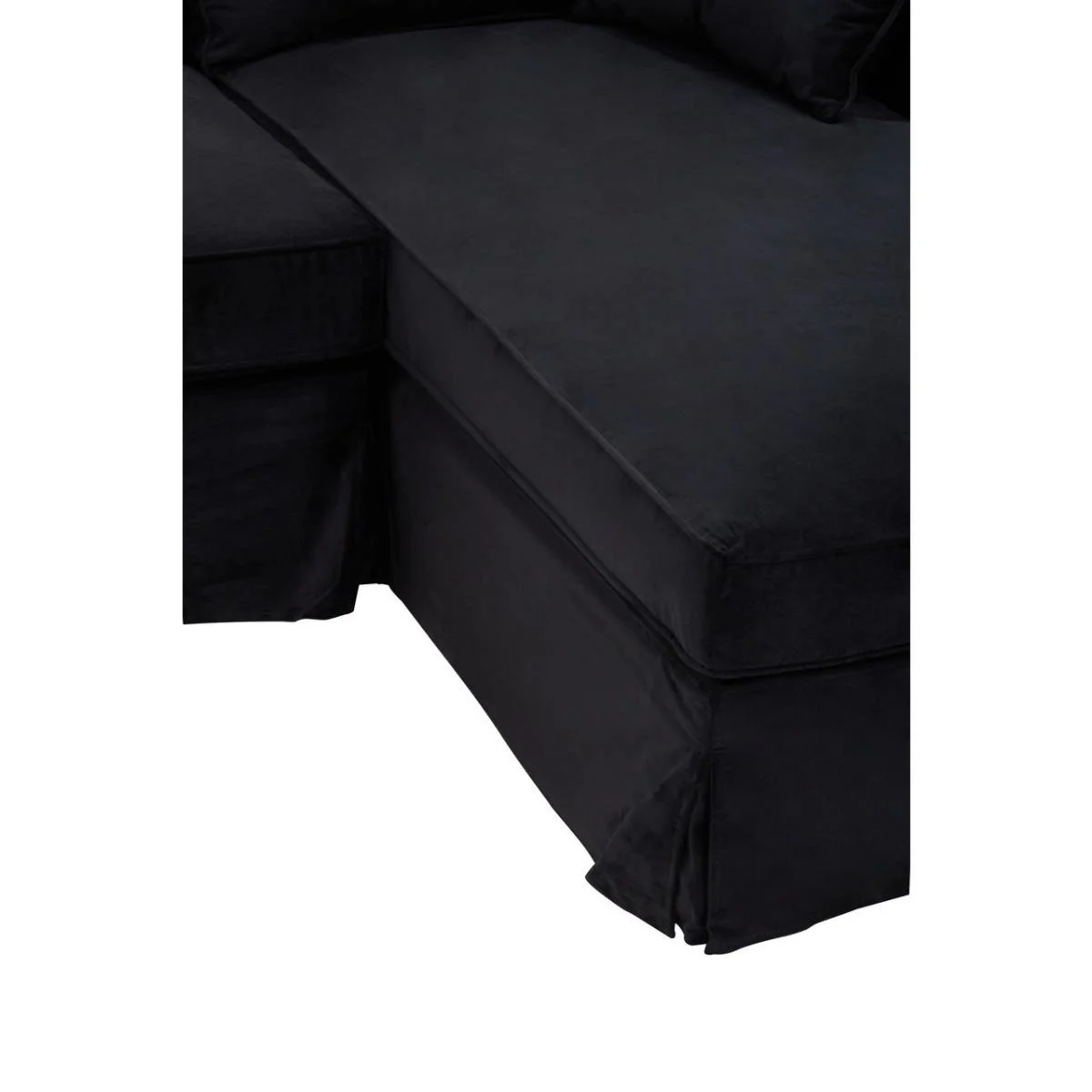 Ralph Three Seat Black Velvet Chaise Sofa - Image 8