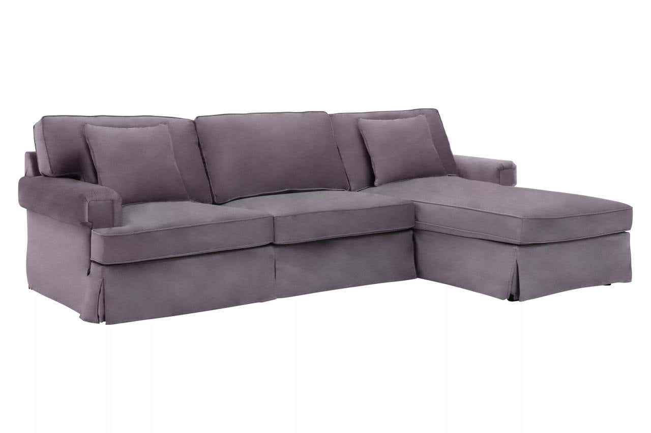Ralph Three Seat Grey Velvet Chaise Sofa - Image 2