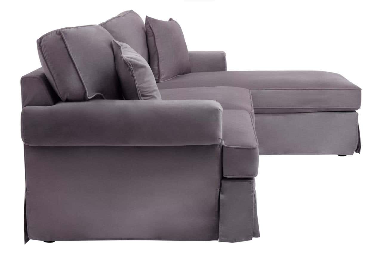 Ralph Three Seat Grey Velvet Chaise Sofa - Image 3