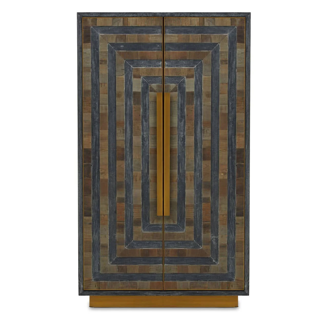 Roselle Recycled Elm Wood Cabinet With Brass Finish Base