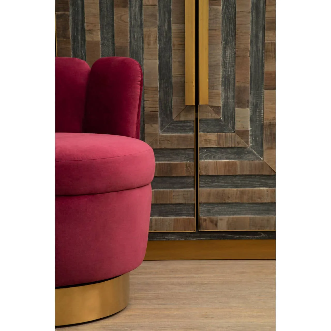 Roselle Recycled Elm Wood Cabinet With Brass Finish Base - Image 13
