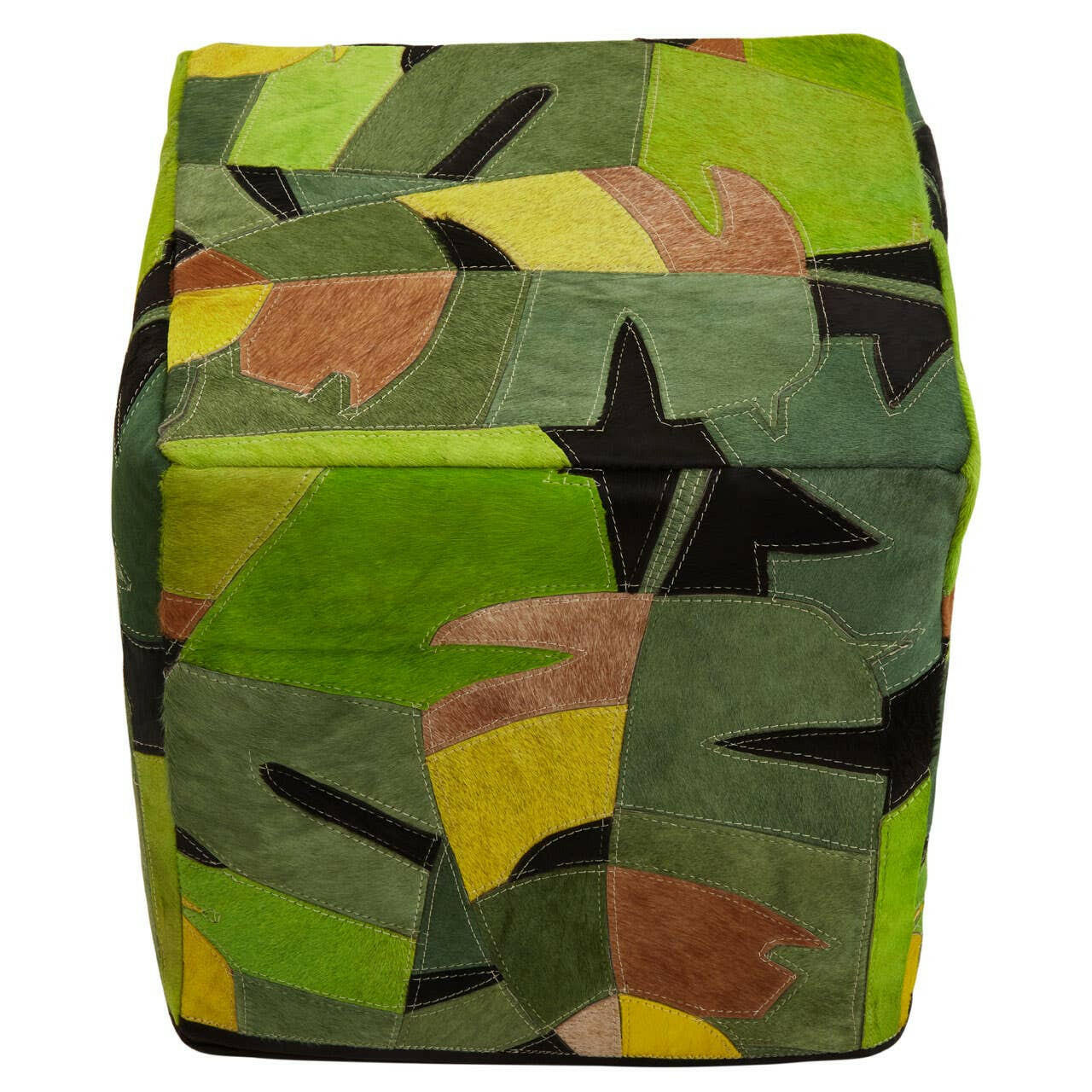 Safira Botanical Leather Pouffee - Image 2