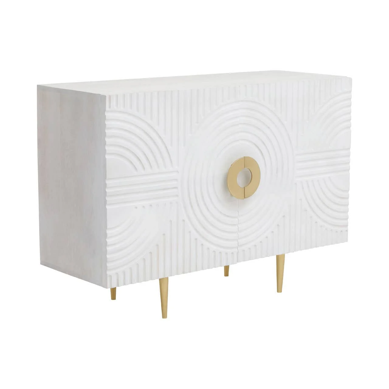 Saras Two Door White and Gold Mango Wood Sideboard - Image 11