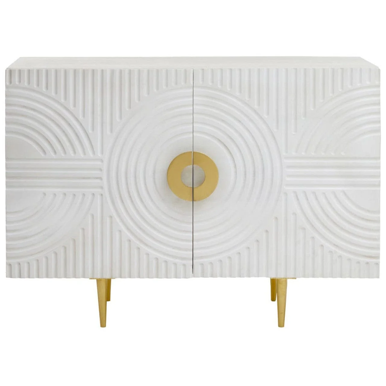 Saras Two Door White and Gold Mango Wood Sideboard - Image 2