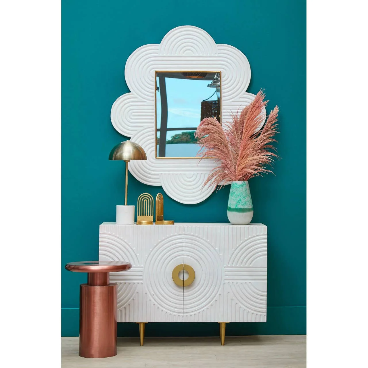 Saras Two Door White and Gold Mango Wood Sideboard - Image 3