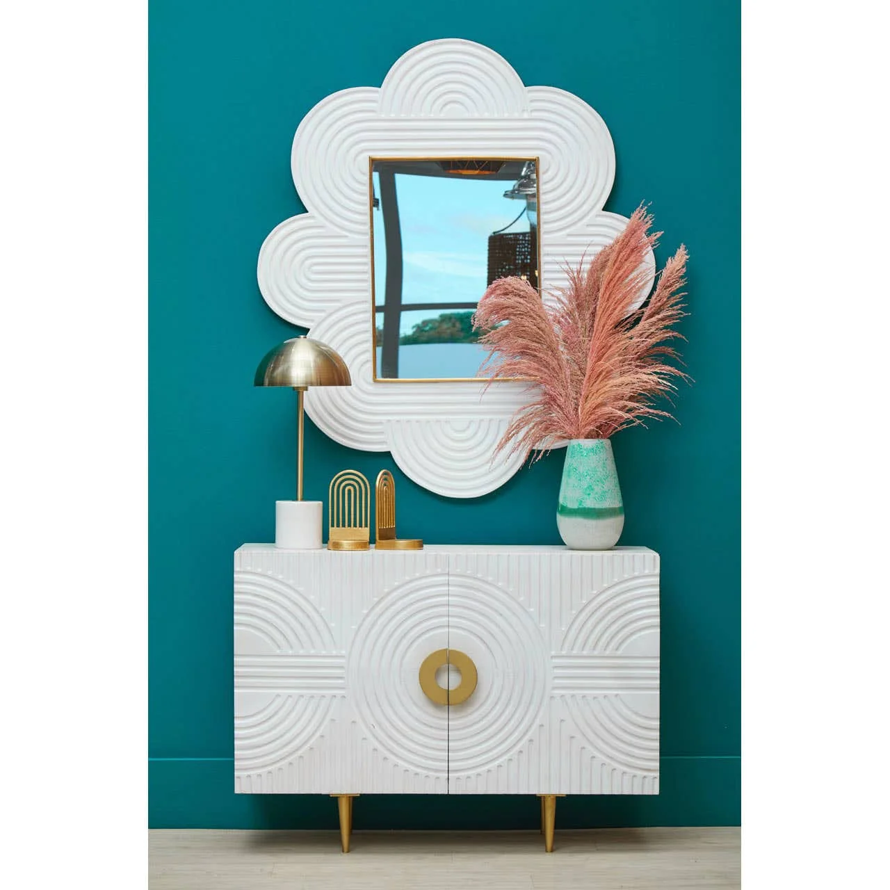 Saras White Finish Mango Wood Wall Mirror - Image 6