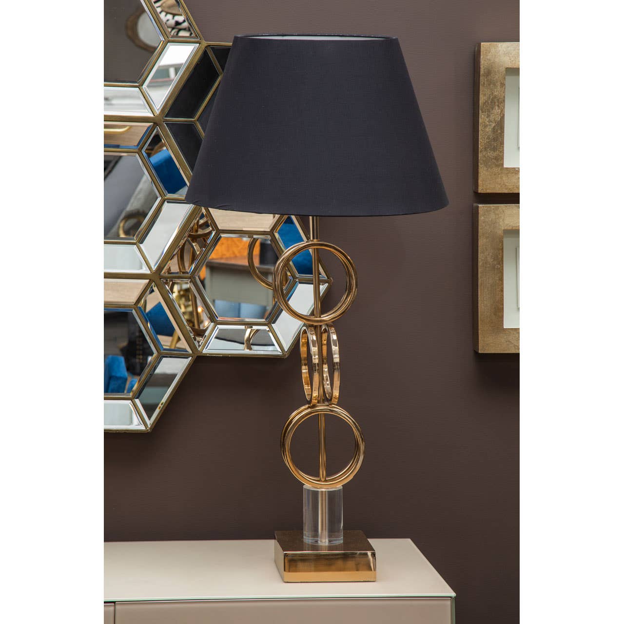 Skye Gold Finish Table Lamp with Dual Ring Base - Image 4
