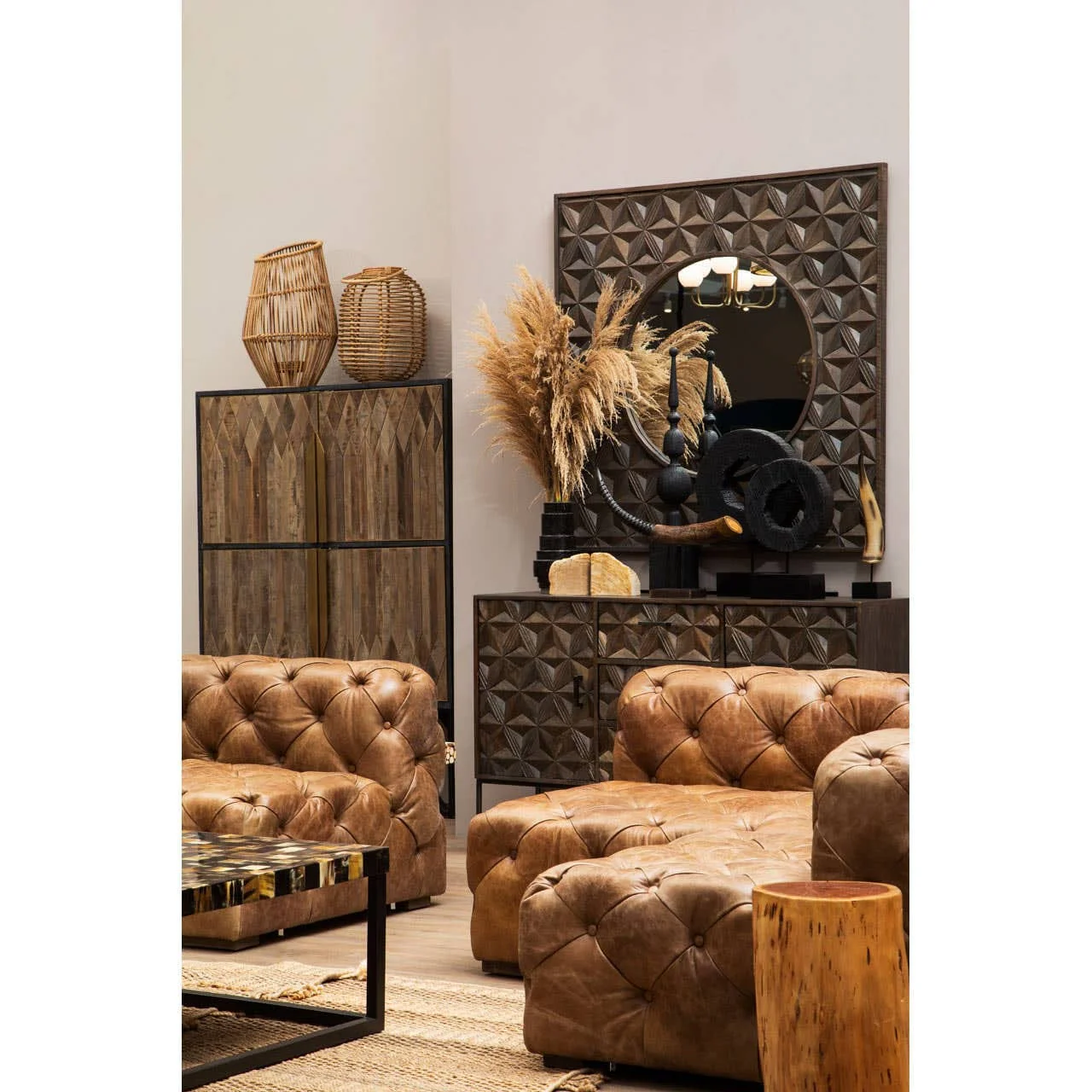 Solana Brown Mango Wood Wall Mirror - Image 11