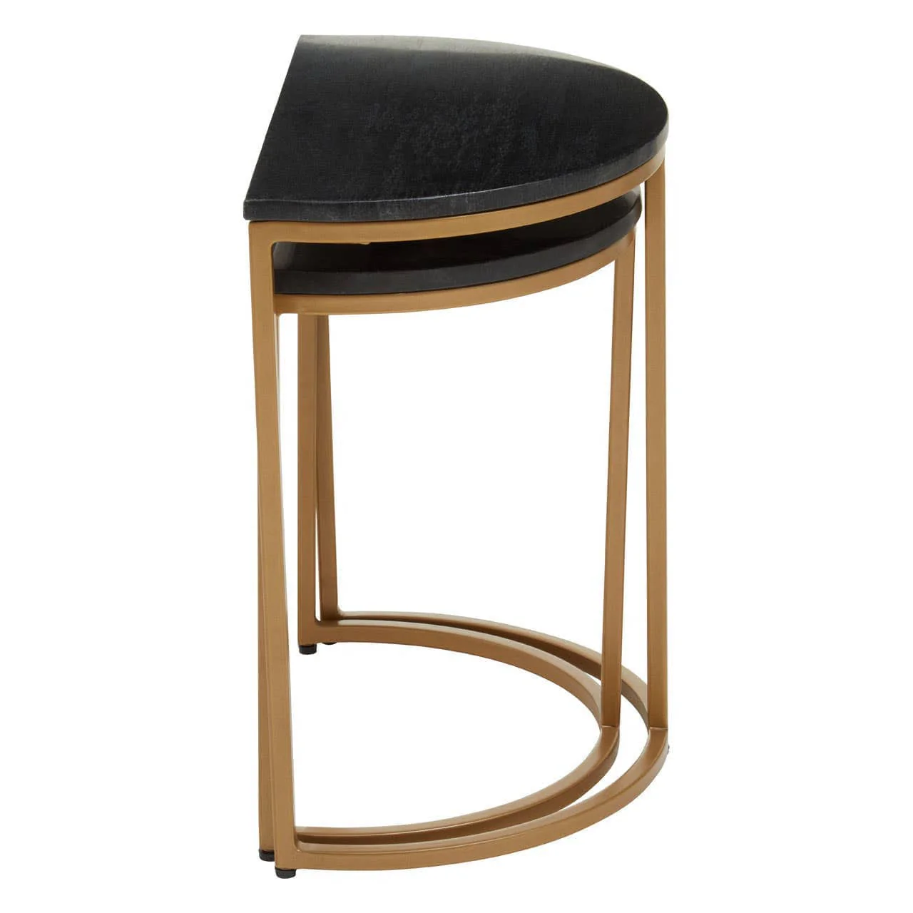 Varana Nest Of Two Half Moon Black Marble Top Tables - Image 2