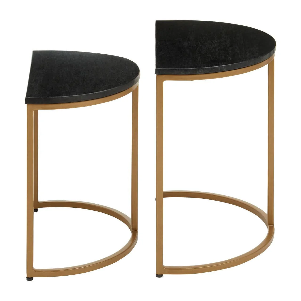 Varana Nest Of Two Half Moon Black Marble Top Tables - Image 4