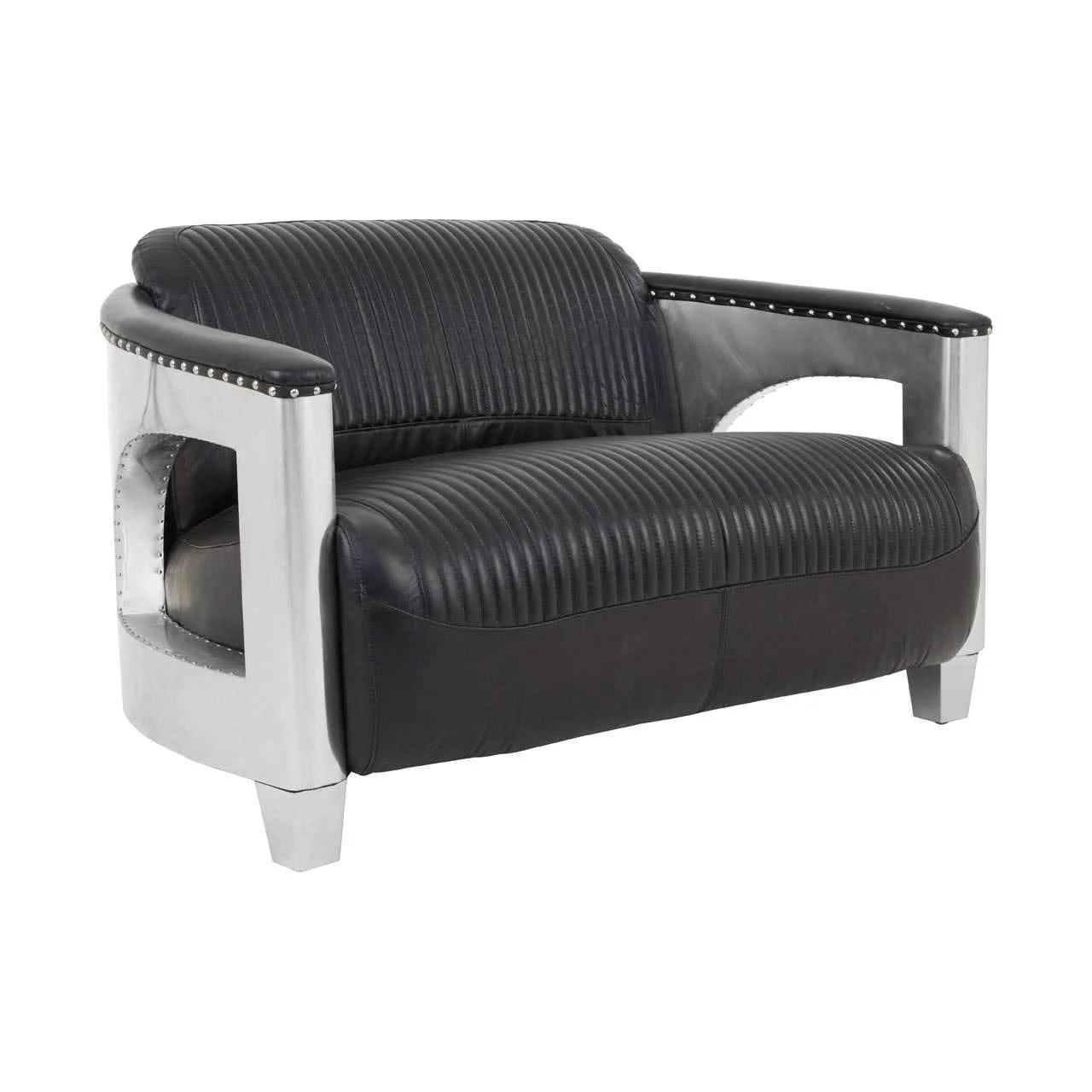 Victor 2 Seat Black Leather Sofa - Image 2