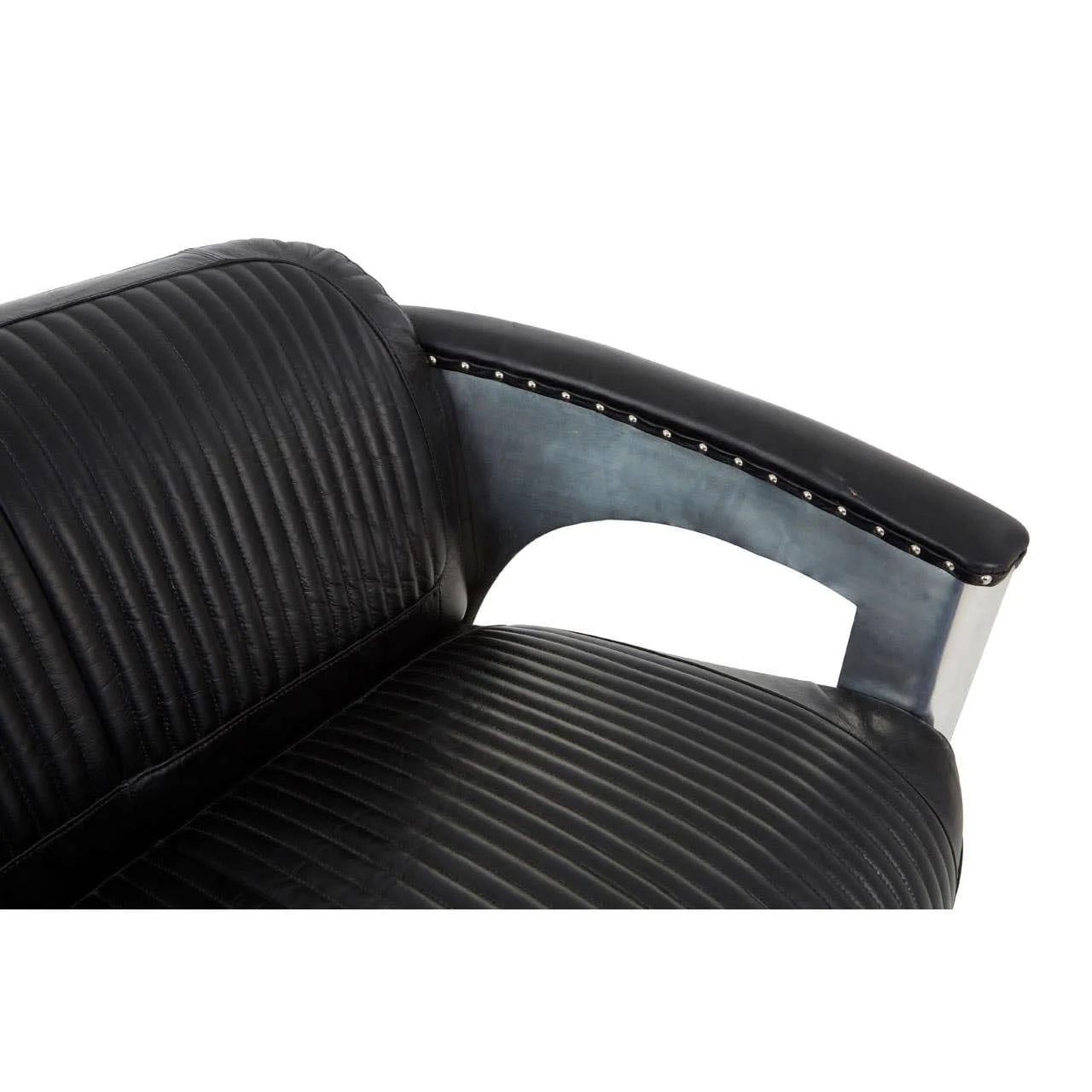 Victor 2 Seat Black Leather Sofa - Image 5
