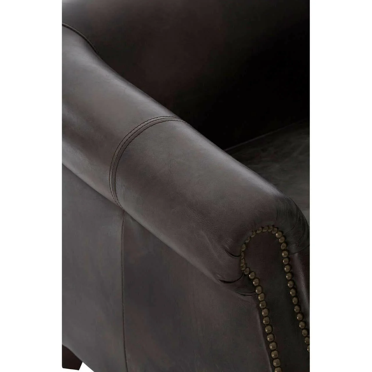 Victor Grey Leather Winged Armchair - Image 8