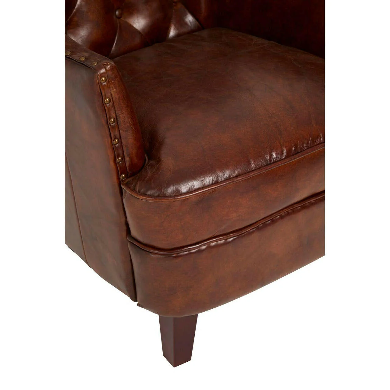 Victor Mocha Brown Button Back Armchair - Image 6