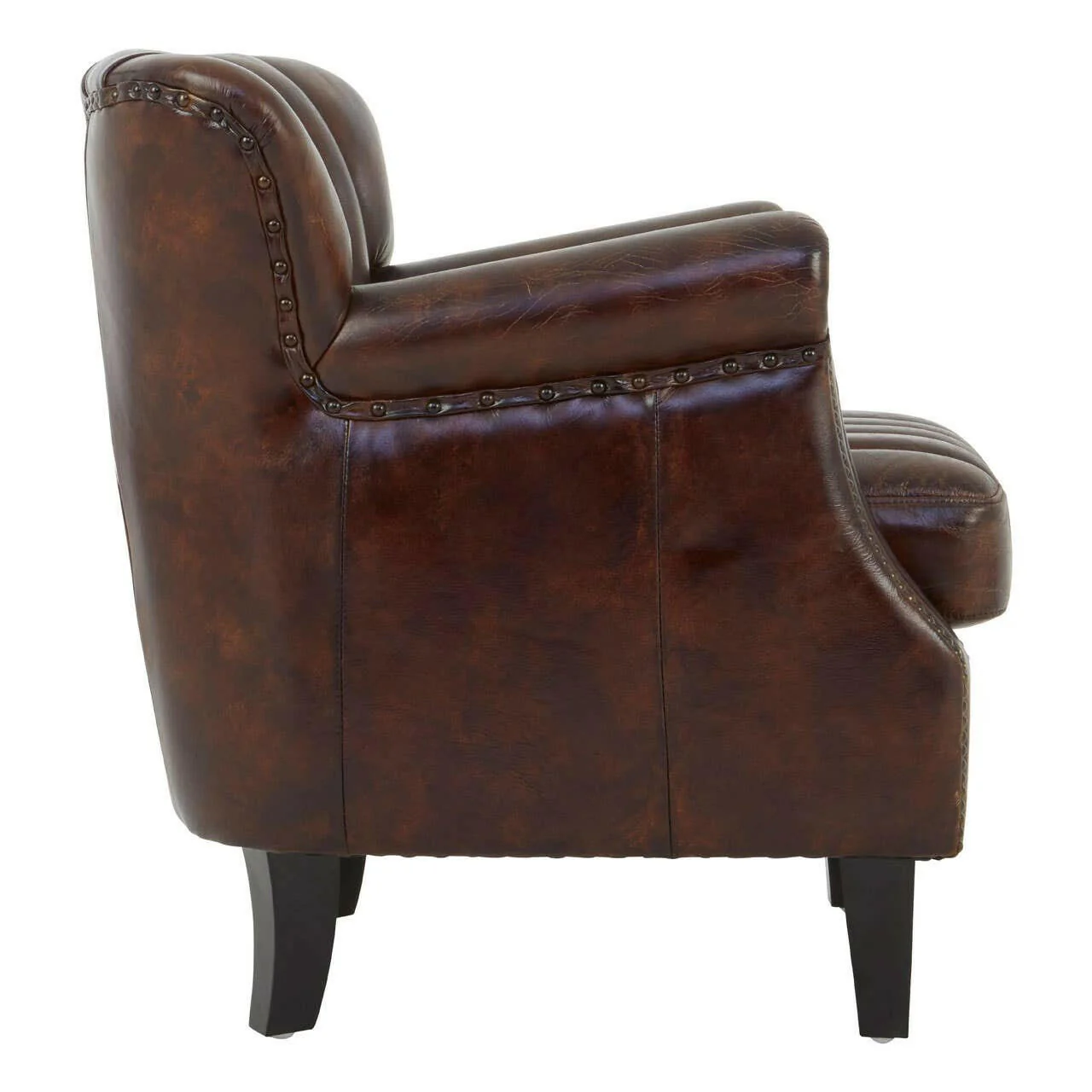 Victor Winged Brown Leather Armchair - Image 3