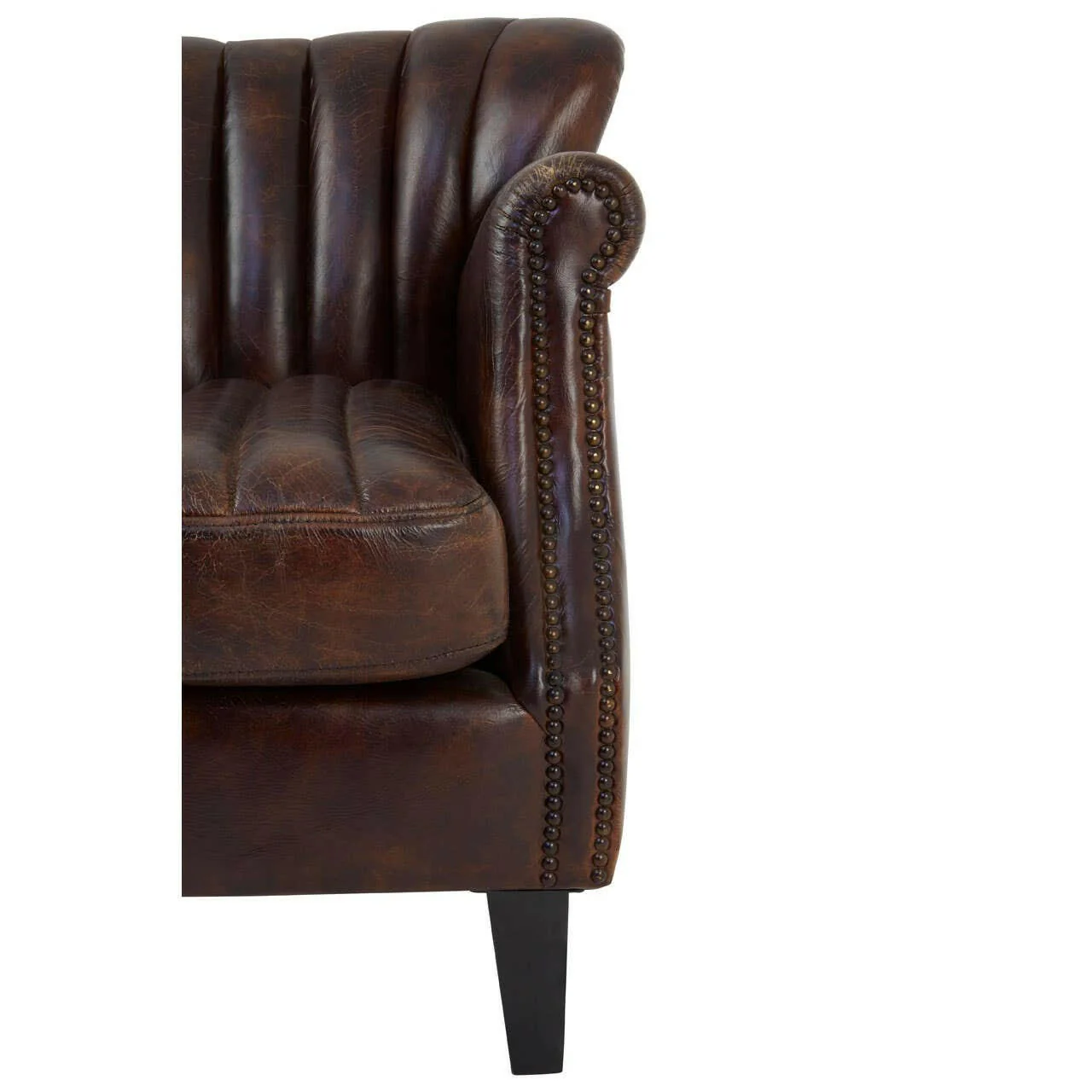 Victor Winged Brown Leather Armchair - Image 7