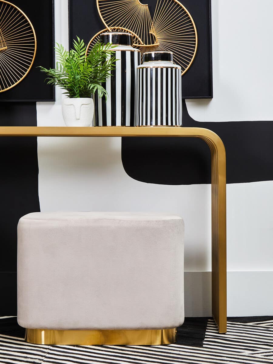 Vogue Matte Gold Slatted Console Table - Image 4